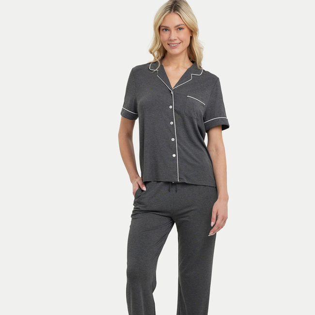 Short Sleeve Bamboo Pajama Set with Pants-gallery-41439021531376