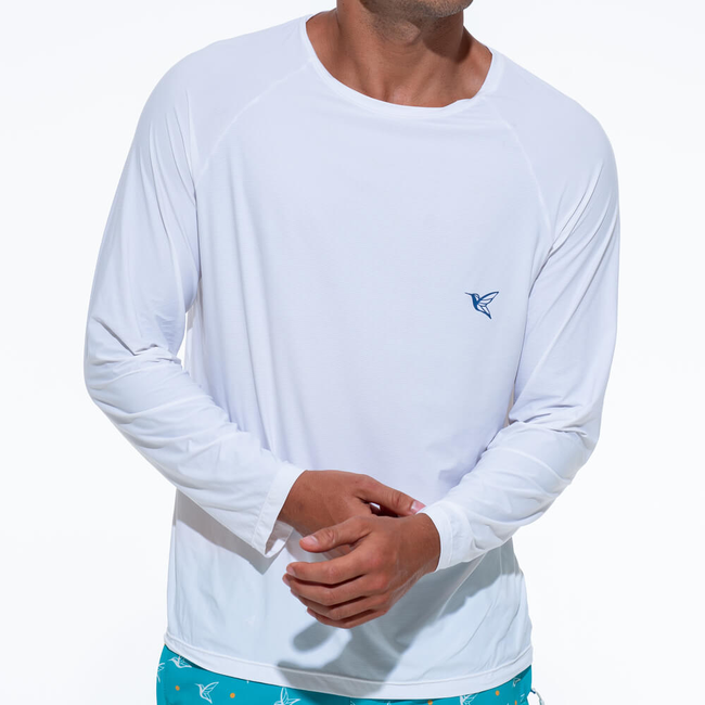 Ultralight UPF Activity Shirt | Mens Long-Sleeve UV Sun Protection | White-gallery-37537999487133