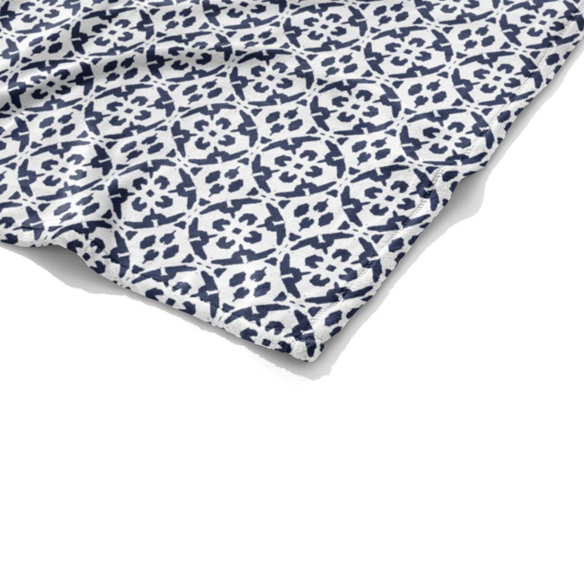 Porto Tiles Navy Fleece Blanket-gallery-43556582260984
