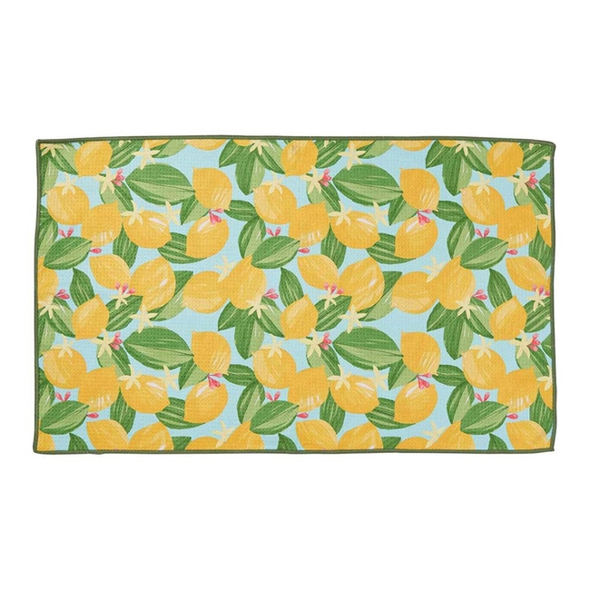 Lemon Blossoms blu Kitchen Tea Towel-Double-Sided Print-gallery-32767376523351