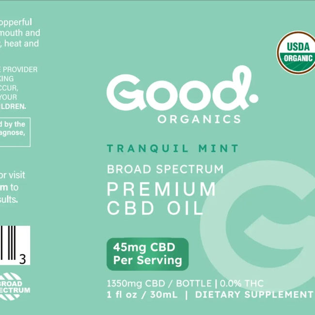 USDA Organic Tranquil Mint CBD Tincture - 1350mg-gallery-46361869123893