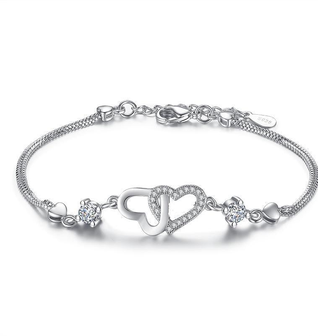 I Love You Bracelet with Cubic Zirconia
