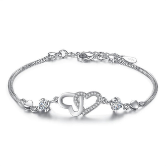I Love You Bracelet with Cubic Zirconia
