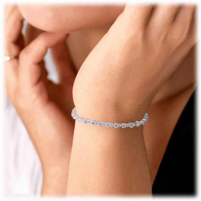 Round Cut Cubic Zirconia Tennis Bracelet with Round Cut Cubic Zirconia-gallery-30351763144762