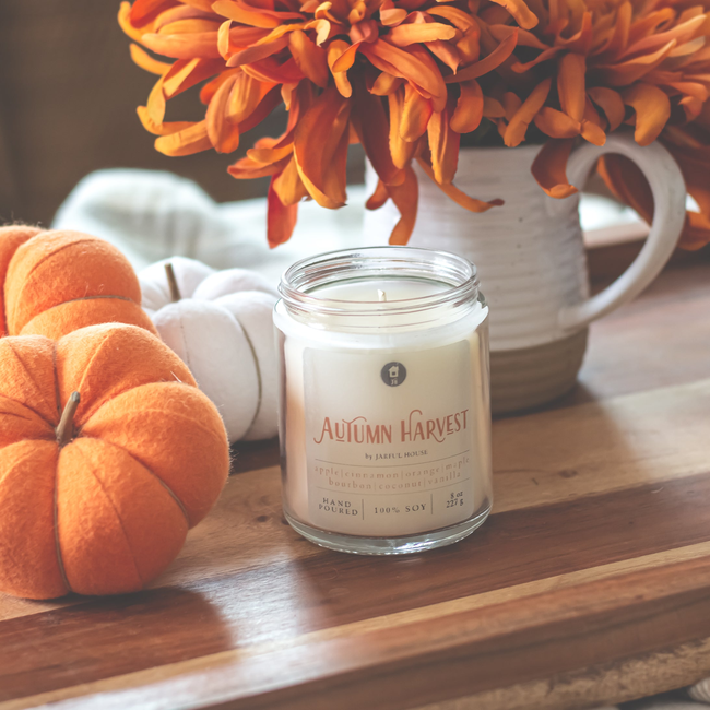 Fall Candle Autumn Harvest - 8 oz | Natural Soy Wax Candle-gallery-28330229694534