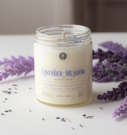 Lavender Meadow Soy Candle | Calming Candle Citrus + Eucalytus + Camphore + Dried Lavender - 8 oz.