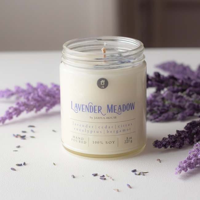 Lavender Meadow Soy Candle | Calming Candle Citrus + Eucalytus + Camphore + Dried Lavender - 8 oz.-gallery-28906682286150