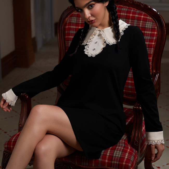 Laced Leaf Shift Dress-gallery-37223067254955