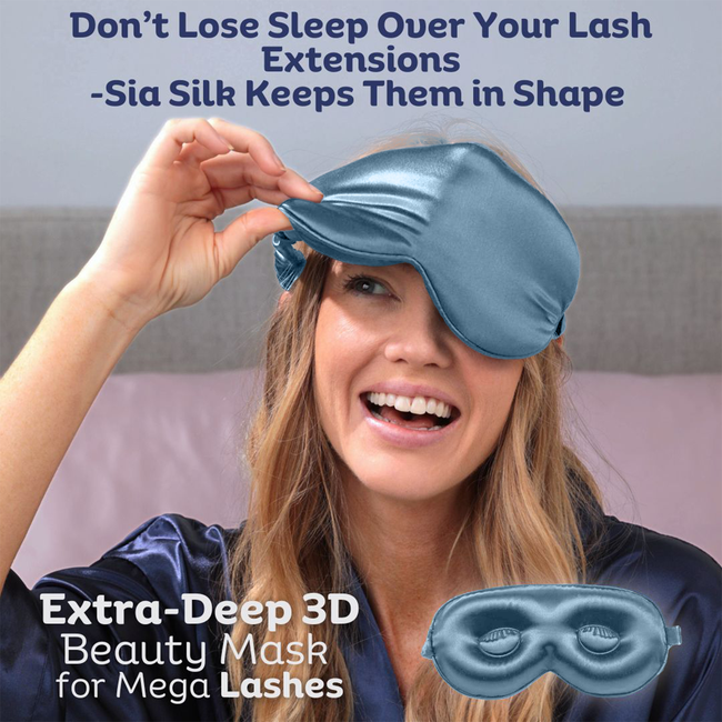 Sia Silk® Sleep Mask with extra deep eye cups for long lashes  - Stormy Blue-gallery-41923364126977