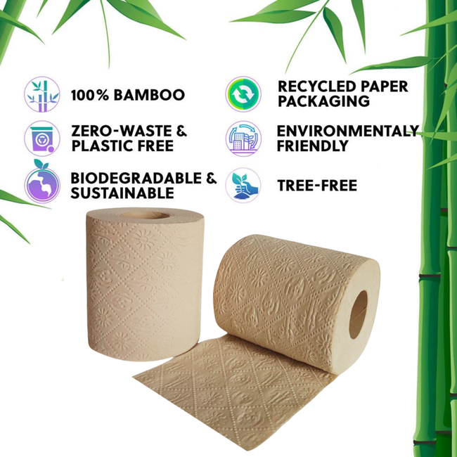 BOONBOO Toilet Paper | 100% Bamboo | Unbleached 4 Rolls | 3-Ply 180 Sheets | PFAS-FREE | Sustainable-gallery-31186367185005