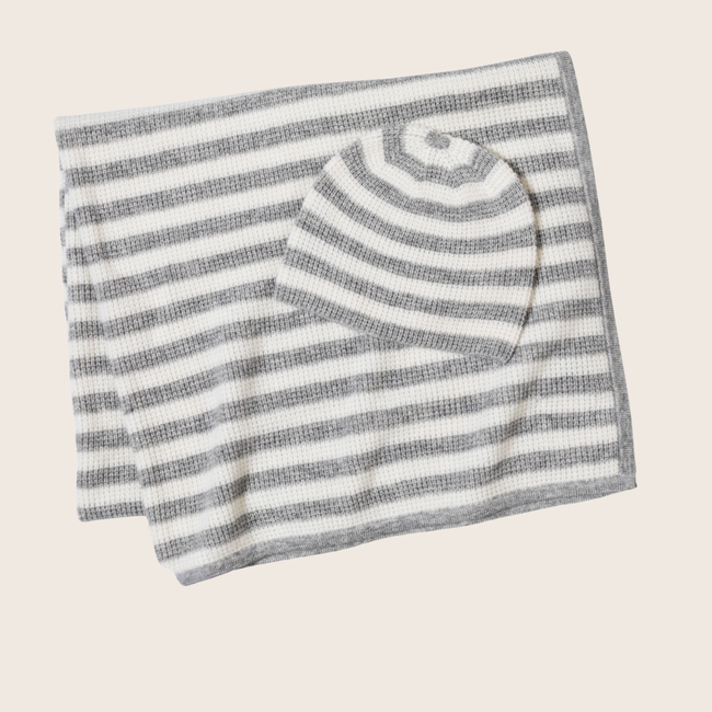 Termica Stripe Baby Hat and Blanket Set-gallery-43976243740952