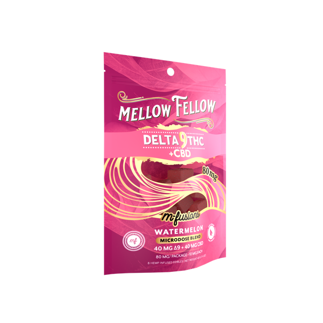 Microdose M-Fusions Gummies - Delta 9 THC + CBD 8ct 80mg - Watermelon-gallery-38252984172750