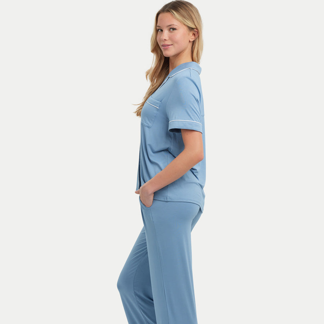 Short Sleeve Bamboo Pajama Set with Pants-gallery-41439022678256