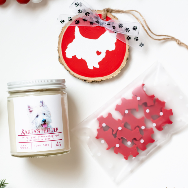 Westie Christmas Gift Bundle | Gift Bundle Santa's Helper Christmas Candle + West Highland White Ter-gallery-28694370058310