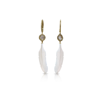 14k Bone Feather Earrings