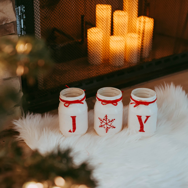 Rustic Christmas Table Decor JOY | Christmas White & Red Holiday Home Decor-gallery-4327991836707