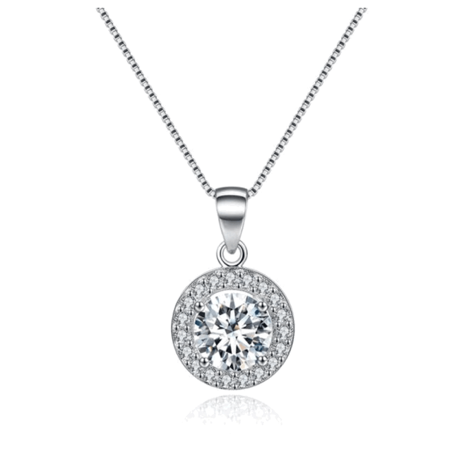 Round Halo Crystal Pendant Necklace-gallery-30351764488250