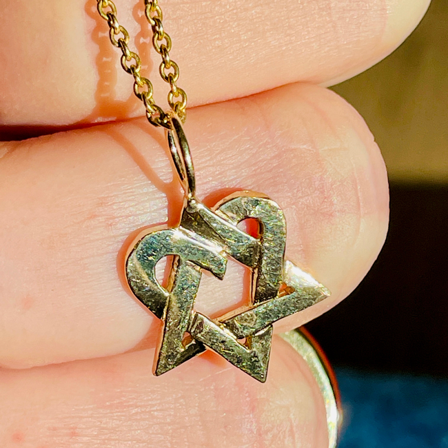 Vintage yellow 14K gold star of david heart charm-gallery-51514956120379