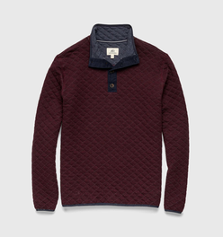 Ken Quilted Button Mock – Cabernet Heather