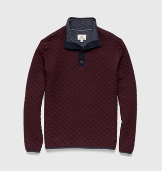 Ken Quilted Button Mock – Cabernet Heather