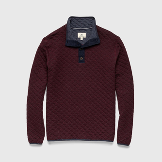 Ken Quilted Button Mock – Cabernet Heather
