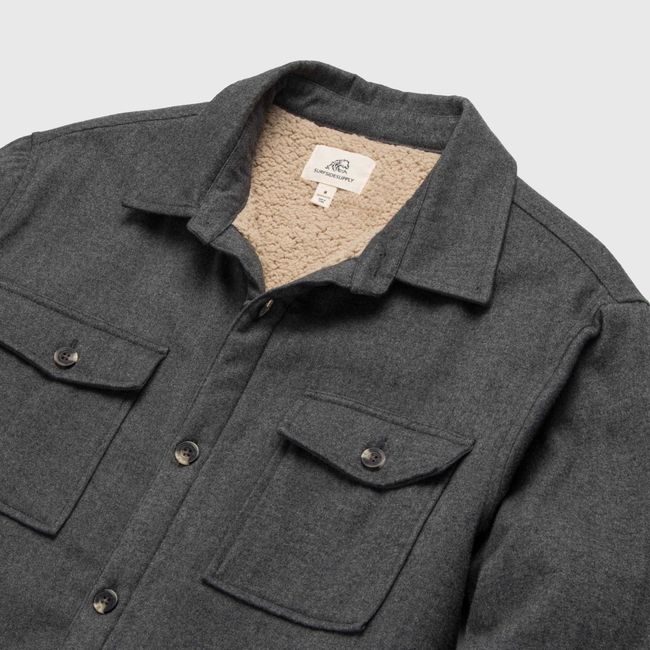 Skip Sherpa Shirt Jacket - Charcoal Heather-gallery-44084753596674