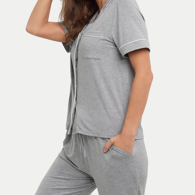 Short Sleeve Bamboo Pajama Set with Pants-gallery-41439019237616