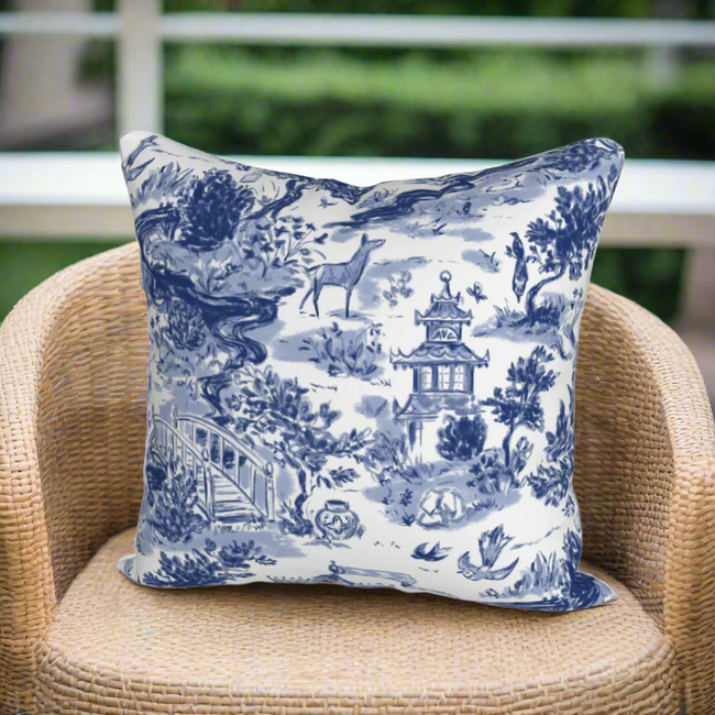 Summer House: Navy - Luxury Outdoor Pillow by SmithHönig-gallery-33202115805297
