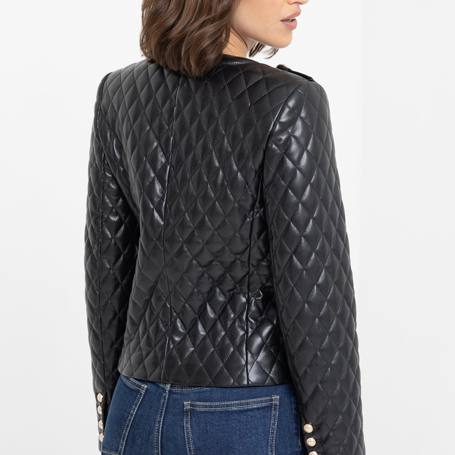 Brevel Quilted Vegan Leather Jacket-gallery-44646769426682