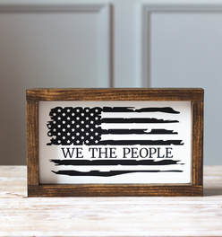 Patriotic Wall Sign We The People American Flag Black