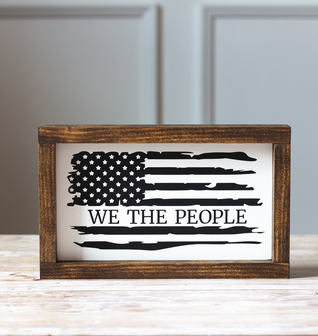 Patriotic Wall Sign We The People American Flag Black