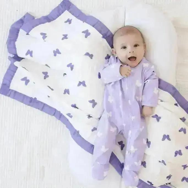 NEW - Lilac Flutter – 100% Muslin Cotton Baby Blanket Quilt for Newborns & Toddlers-gallery-46555272708329