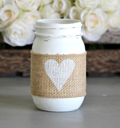 Painted Mason Jar with White Heart
