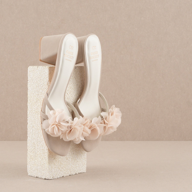 The Noor | Light Grey Romantic Petal Detail Heels-gallery-34702036959409