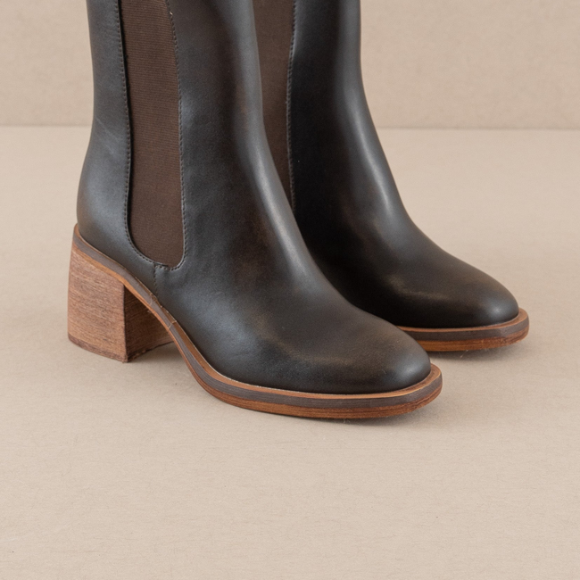 The Olivia | Espresso Chelsea Heel Boots-gallery-36397652770993