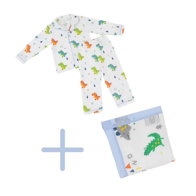 Dino Dreams Blanket + Dino Dreams Pajamas Bundle-gallery-46657989312745
