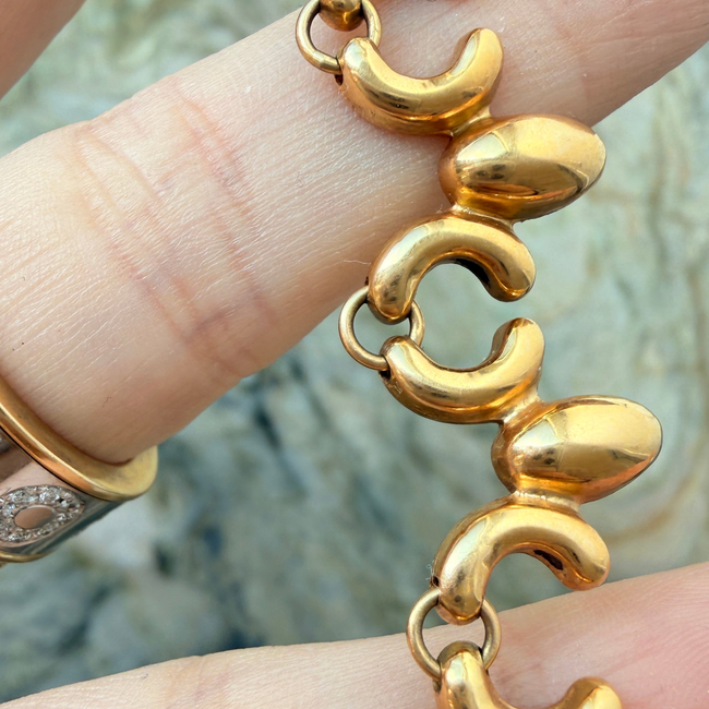 Vintage yellow 18K ornate articulated chain, 17.25 inch-gallery-57436796322107