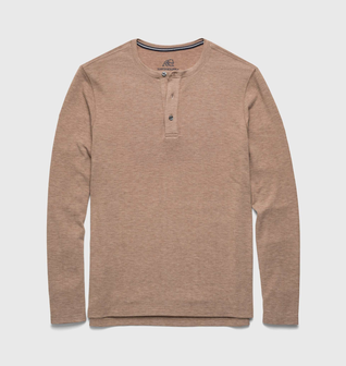 Sean Ultra Soft Classic Henley - Camel Heather