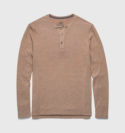 Sean Ultra Soft Classic Henley - Camel Heather