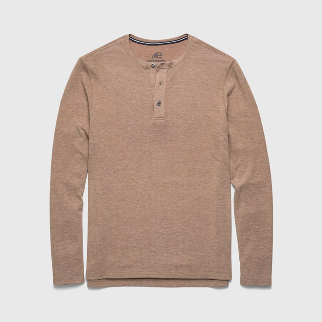 Sean Ultra Soft Classic Henley - Camel Heather-gallery-44013878575362
