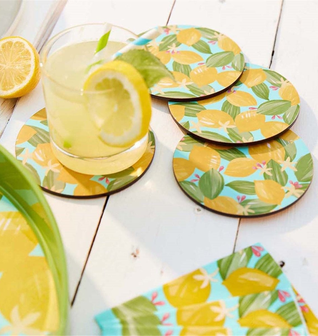 Lemon Blossoms Round Coaster - Set of 4