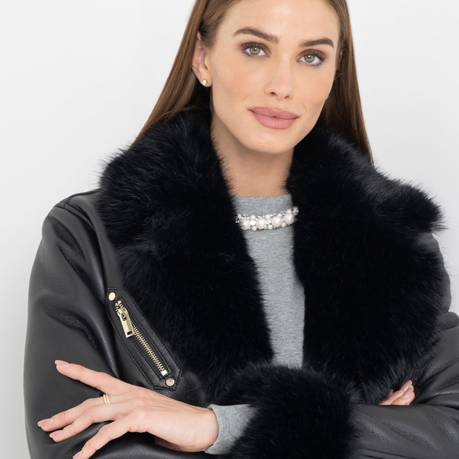 Walt Faux Fur Shearling Moto Jacket-gallery-44926693769466