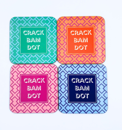 Mahjong Coasters, 4 Set  | Gift or Prize | Green, Pink, Blue, Orange