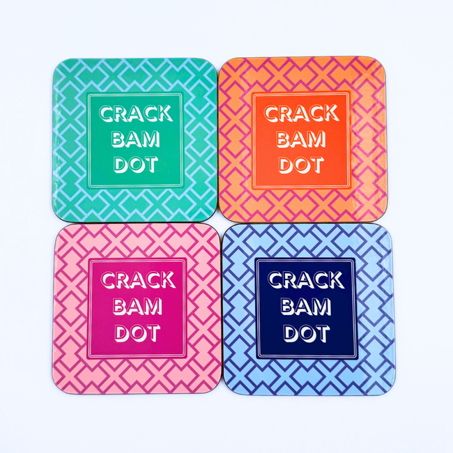 Mahjong Coasters, 4 Set | Gift or Prize | Green, Pink, Blue, Orange-gallery-46119055753527