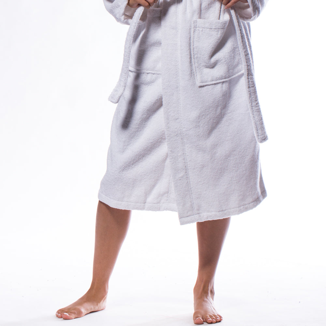 100% Turkish Cotton White Terry Kimono Bathrobe-gallery-46194265489667