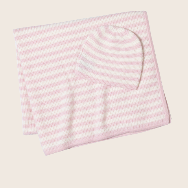 Termica Stripe Baby Hat and Blanket Set-gallery-43976244068632