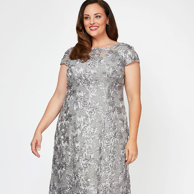 Plus Audrey Rosette Lace Short Dress-gallery-42506259857664