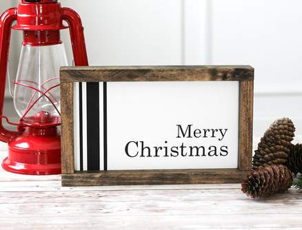 Farmhouse Black Merry Christmas Wall Sign | Rustic Holiday Home Decor