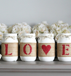 Valentine's Day Decor | Painted Mason Jars LOVE Gift
