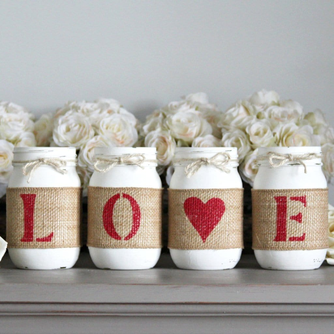 Valentine's Day Decor | Painted Mason Jars LOVE Gift